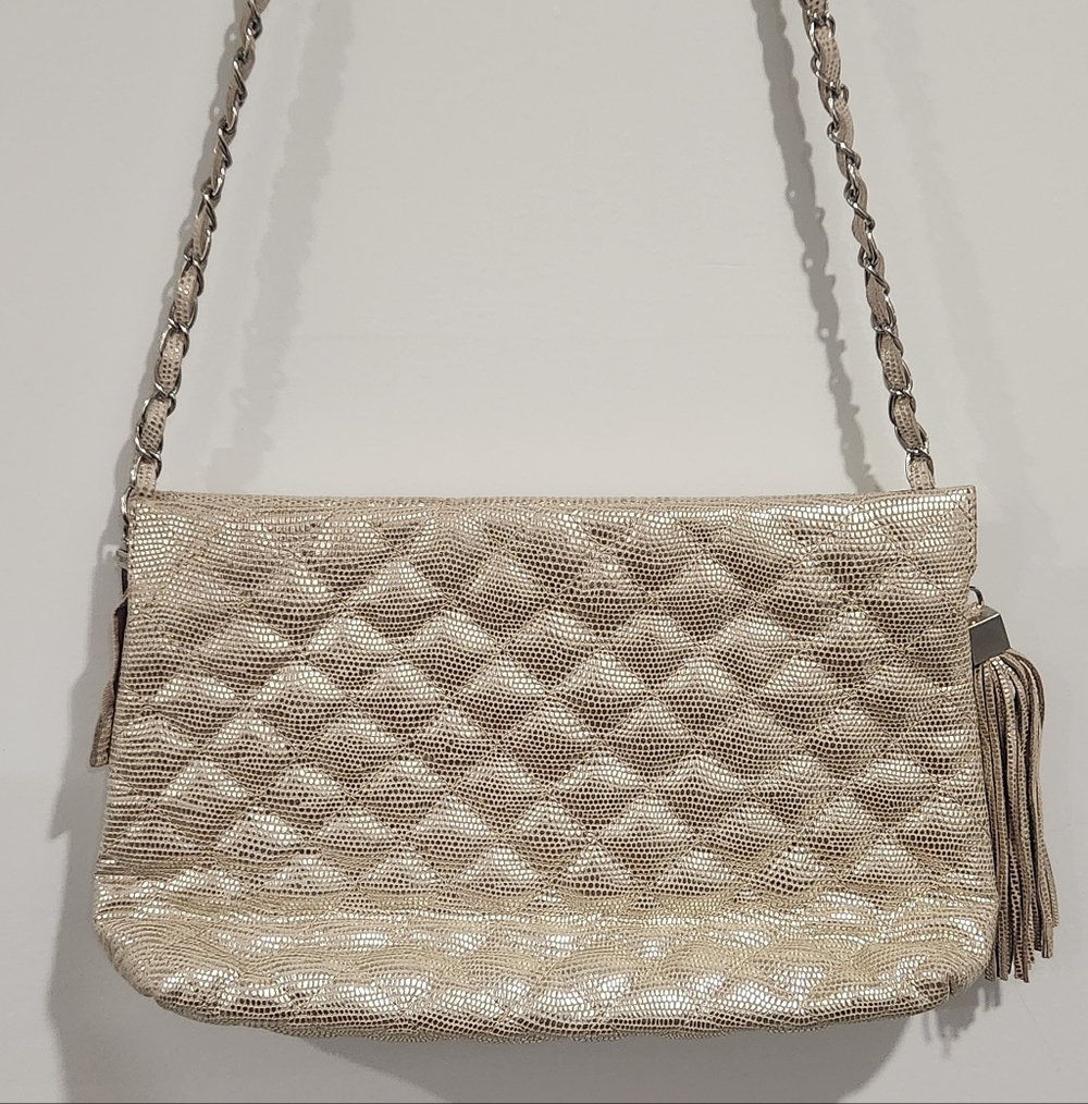 Prüne Quilted Gold Leather Bag